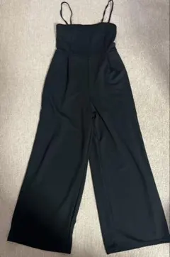 GU ジーユー ベアトップ サロペット パンツ Lサイズ 黒 ストラップ取外可