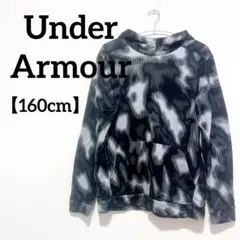 【美品】アンダーアーマー ジュニア パーカー YXL 160 総柄 裏起毛