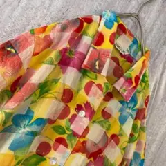 ヴィンテージ ブラウス 半袖 花柄 チェリー レトロポップ カラフル ガーリー