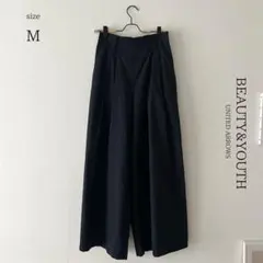 【ビューティアンドユース】定価¥14,300タックベルトワイドパンツ