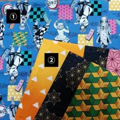 生地、ハギレ(鬼滅の刃)2柄セット
