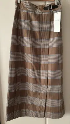 Techichi ブラウン系チェック タイトロングスカート