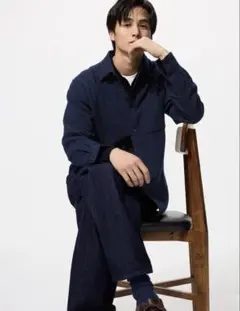 ユニクロ フランネルシャツ L ネイビー