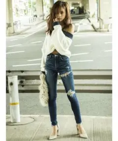 GYDA thigh highダメージデニムパンツ　Mのサムネイル