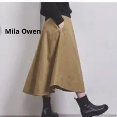Mila Owen フレアスカート ベージュ M 綿 春夏 体型カバー きれいめ