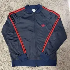 美品 80s adidas ネイビー レッド ストライプ ジャケット