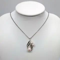 MIKIMOTO】テリ良し◎ あこや 三粒パール ネックレス 真珠 ミキモト 