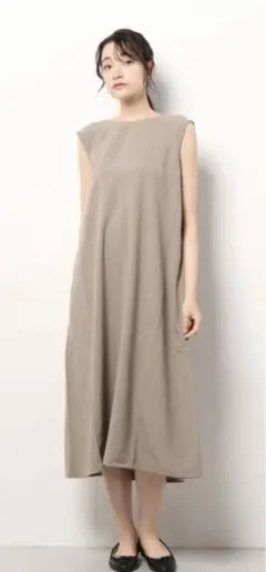 麻調バックリボンワンピース