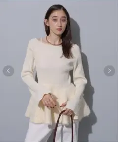 リランドチュール　オフショルリボンペプラムトップス オフショルリボンペプラムトップス（シャツ/ブラウス