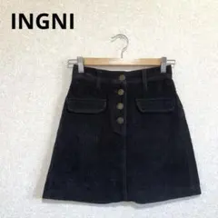 INGNI イング コーデュロイミニスカート 台形 メタルボタン ブラック M