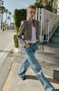 ZARA新作　ボタンフラップ付きテーラードブレザー　ジャケット