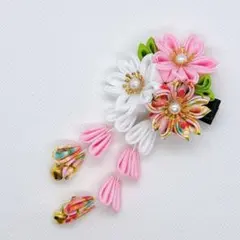 つまみ細工　髪飾り　七五三　成人式　卒業式 和装　着物　浴衣　ピンク