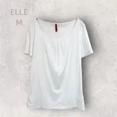 ELLE エル　白Tシャツ　カットソー　シンプル　ベーシック　ラメ縁取りのサムネイル