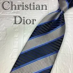 1683 【美品】 クリスチャンディオール ネクタイ レジメンタル 千鳥格子