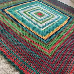 手編みマルチカバー　極太毛糸　　160×160 ハンドメイド