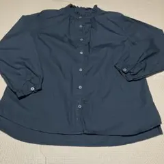 フリル付き黒長袖シャツ Lサイズのサムネイル