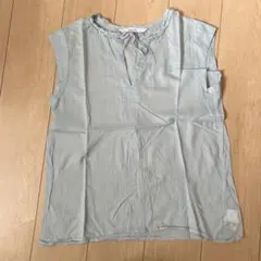 水色ノースリーブシャツ 100%コットン 日本製