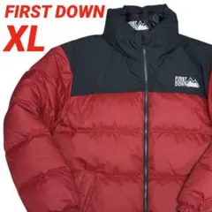【XL】FIRST DOWN バブルダウンジャケット 赤×黒 リバーシブル仕様