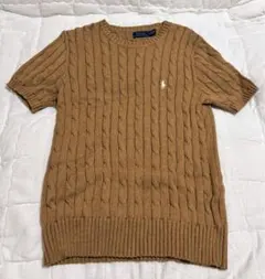 Polo Ralph Laurenケーブル編みブラウンニット半袖