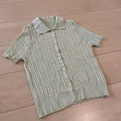 IVY GOLF 薄緑 ケーブル編み ポロシャツ