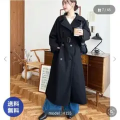 ブラック ダブルブレスト ロングコート - メルカリ