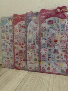 【数量限定‼︎正規品】サンリオ キティ ドロップジュエリーシール ぷっくり 4枚