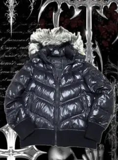 オールドユニクロ　プレミアムダウンジャケット ファー ブラック　y2k グランジ