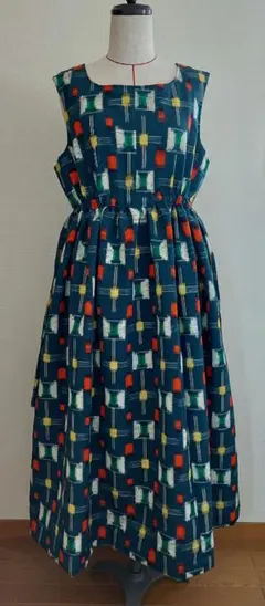 着物リメイク　ノースリーブ ロングワンピース