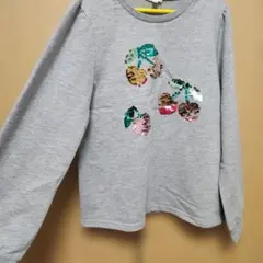 any fam スパンコール さくらんぼ 長袖カットソー グレー140cm