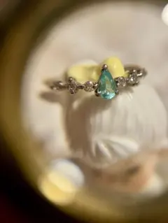 pt900＊パライバトルマリン＆ダイヤモンドリングです