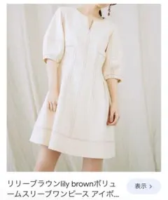ボリュームスリーブワンピース　リリーブラウン