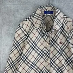 BURBERRY BLUE LABEL ノバチェック柄 リボン付 シャツブラウス