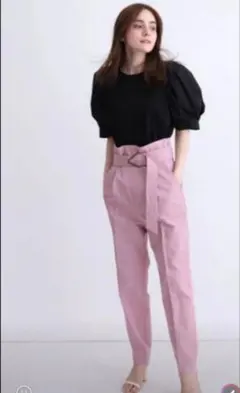 CADUNE カジュアルパンツ ピンク 36 ベルト付き　ハイウエスト　美品のサムネイル