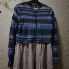 ニット ノーカラージャケット