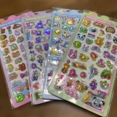 ☆3D 立体ホログラフィック仕上げキラキラカラフルリリーフステッカー【4シート】
