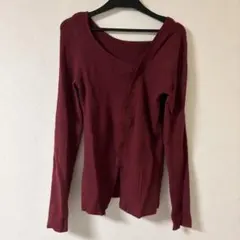 DAZY SHEIN リブニット セーター　ニット　長袖 ボルドー XL