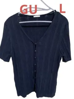 GU半袖 カーディガン リブ編み