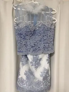 値下げan ライトブルー レースドレス S
