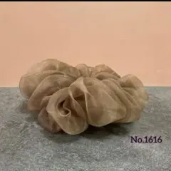 ハンドメイドシュシュ♡オーガンジー/ブラウンウォーカー【1616】