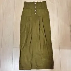 美品✨ ハイウエスト コーデュロイ ロングスカート カーキ モスグリーン M相当