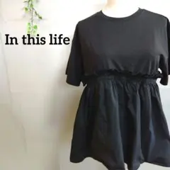 インディスライフ フリル付き ブラック 半袖 Tシャツ Fのサムネイル