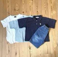 プティマイン　ブリーズ　ポロ　半袖　Tシャツ　ハーフパンツ　白　ネイビー　デニム