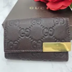 【極美品】 GUCCI グッチ シマ キーケース 6連 GG ブラウン レザー