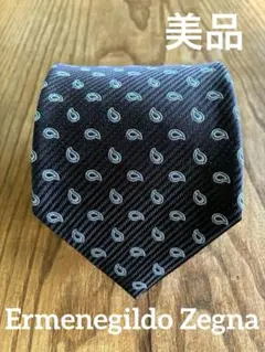 美品 Zegna ゼニア グレー ペイズリー柄 ネクタイ イタリア製 シルク