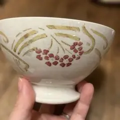 ブルー＆ホワイト 花柄 風景 カフェオレボウル 直径13.2cm 南欧/K765