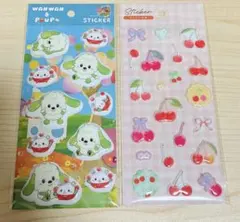 ステッカーぷくぷくいないいないばあっ！　ステッカーぷくぷくさくらんぼ柄　2点