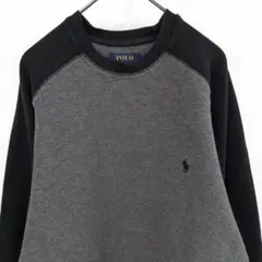ポロラルフローレン　カットソー　長袖　ワッフル　ロンT　刺繍ロゴ　グレー　M