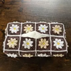 花柄かぎ針編みティッシュボックスカバー