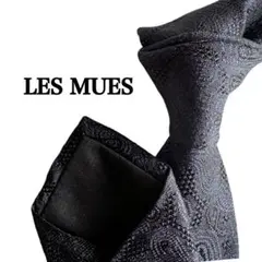 LES MUES 黒 メンズネクタイ エレガント模様ヴィンテージ