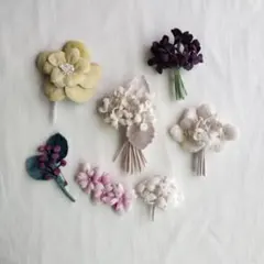4ハンドメイド手作りコサージュブローチ布花詰め合わせセット